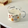日式可爱卡通玻璃杯创意帕恰狗，耐热水杯大容量带把杯子早餐牛奶杯