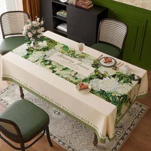 高档光泽雪尼尔防水防油餐桌布，法式花园隔热定制盖布电视柜台布