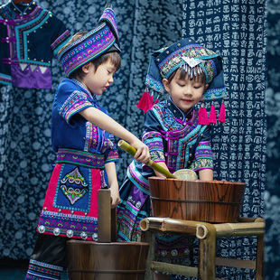 六一节少数民族服装儿童广西壮族苗族男童女童民族舞蹈演出服舞蹈