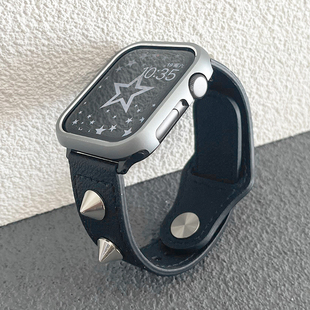 限量版朋克金属铆钉真皮，iwatch表带适用applewatch苹果手表女