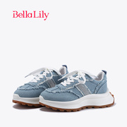 bellalily牛仔布水钻，老爹鞋女透气休闲鞋流苏运动鞋子