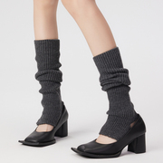 深灰色袜套秋冬韩国女堆堆袜长筒加厚宽松针织冬天保暖女款小腿袜