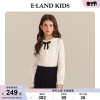 elandkids衣恋童装，2024年春季女童软萌娃娃，领蝴蝶结长袖衬衫