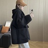 羊羔毛外套(毛外套)女2023年冬季韩版宽松中长款夹棉加厚棉服连帽上衣