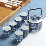 景德镇陶瓷茶壶大号青花瓷提梁，壶过滤家用泡茶套装，凉水壶茶具