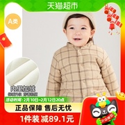 巴拉巴拉男宝宝棉衣儿童棉袄，婴儿棉服加绒加厚冬季格子衫