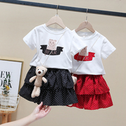 定制女童波点套装裙2021夏装儿童洋气韩版网红两件套宝宝半身