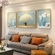 客厅装饰画轻奢高级感沙发背景墙，挂画现代简约油画大气三联画壁画