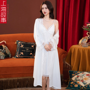 上海故事睡衣春夏白色性感吊带睡裙冰丝薄款高级睡袍套装家居服