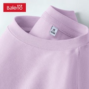 班尼路紫色短袖女2024夏季小众高级感宽松大码休闲简约T恤女