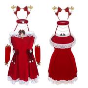 秋冬麋鹿圣诞制服情趣内衣性感，小胸可爱红色，新年战袍连衣裙睡衣服
