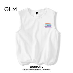 森马集团品牌GLM白色坎肩背心男夏季健身运动汗衫学生宽松无袖t恤