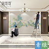 新中式国画山水墙布电视，背景墙壁纸客厅，影视墙壁画千里江山图壁布