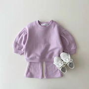婴儿衣服秋季卫衣长袖两件套潮流，糖果色洋气套装一周岁女宝宝秋装