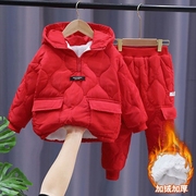 1岁男宝宝冬装套装1周岁x冬季衣服冬天棉衣婴儿加厚3岁男童半