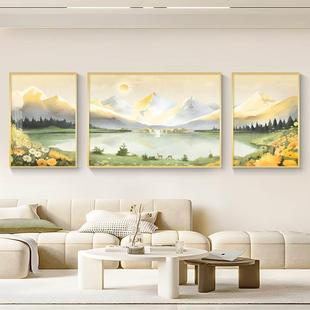 客厅装饰画现代简约高档沙发背景墙挂画手绘油画，高级感山水风景画