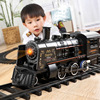 仿真电动轨道古典模型玩具铁小火车复古充电蒸汽冒烟火车玩具孩