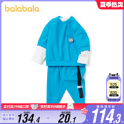 巴拉巴拉男童运动套装，宝宝短袖长裤，三件套2024夏装儿童童装小