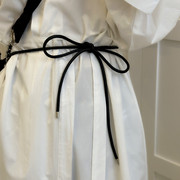 自制皮绳腰带女士精致小皮带蝴蝶结绑带，连衣裙皮草装饰腰绳可打结