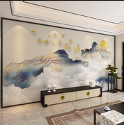 新中式抽象烫金壁布山水，轻奢金色客厅卧室，电视背景墙装饰壁纸