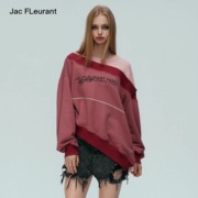JacFLeurant 设计师品牌24春夏粉红拼色重叠LOGO不规则卫衣女