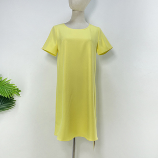 黄色雪纺连衣裙薄款宽松微胖韩版超仙小清新中，长款直筒式连衣裙子
