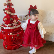 女童新年连衣裙套装冬装儿童中国风背心裙两件套宝宝年服裙子