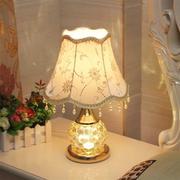新简约(新简约)现代欧式台灯卧室创意书房，玻璃布艺婚庆结婚暖光床头灯可调