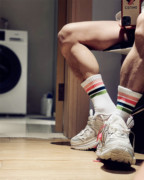 3双潮时尚彩虹袜中筒袜运动篮球健身休闲毛圈，袜加厚条纹男袜棉