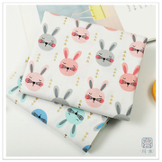 wwei 进口平纹棉布料可爱兔子卡通图案服装家居桌布手工diy包面料