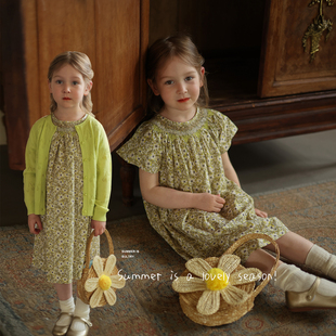 女童手工打缆连衣裙纯羊毛，防晒衫套装允儿妈宝宝，夏季公主裙空调衫