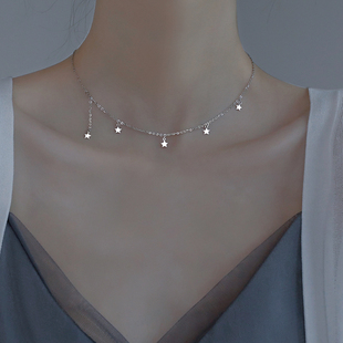 925纯银星星流苏项链，女2024设计韩版ins风，简约锁骨链饰品