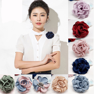 韩国布艺花朵胸花气质时尚，简约胸针优雅外套别针，装饰开衫配饰品女