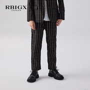 RBIGX瑞比克童装秋季竖条LOGO儿童裤子复古设计感男童西裤
