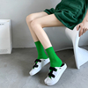 绿色袜子女士夏季超薄款中筒袜天鹅绒短丝袜蓝色百搭堆堆袜长袜潮