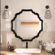 法式玄关壁炉装饰镜，欧式浴室镜黑色，复古卫生间壁挂镜洗手间化妆镜