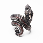 铁头的店 蟒蛇蝰蛇天然宝石镶嵌纯银戒指 潮流个性厚重款狂蟒指环