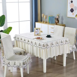 餐桌椅子套罩纯色绒布连体坐垫靠背椅子套装家用夹棉加厚中式桌布