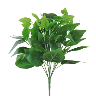 单支树叶绿萝插花假花仿真小花束，塑料花把束绿色植物绿叶假草装饰