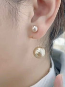 一款两戴珍珠耳钉s925纯银针，耳坠耳环女高级感简约网红长款耳饰品