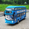 双层公交车巴士合金汽车模型仿真校车公交汽车玩具，车声光回力大巴