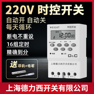 上海德力西开关220v时控开关路灯招牌灯水泵定时器，家用全自动循环