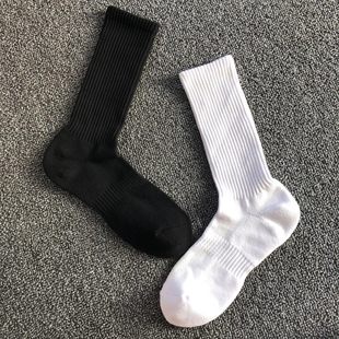 7双组优家袜子男士长筒毛巾底部加厚运动棉袜外穿黑白，高橡筋(高橡筋)