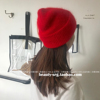 韩国进口帽子冬天日系少女，百搭新年大红色保暖羊毛针织毛线帽