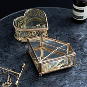 欧式轻奢复古创意玻璃首饰盒饰品收纳盒桌面珠宝首饰展示水晶盒子