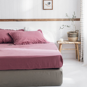 北欧简约纯色床垫保护套全棉水洗棉床上用品1.8米单件床单床笠