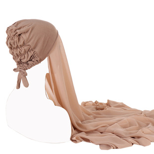 马来西亚打底帽雪纺长巾一体包头巾民族风围巾 Dubai scarf wowen