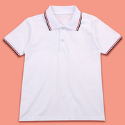 儿童polo衫夏季男童女童短袖，t恤小学生校服中学白色上衣毕业班服
