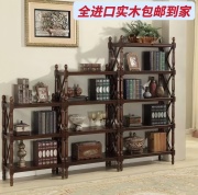 美式实木书架一体靠墙转角书柜客厅家用欧式复古落地收纳置物立架