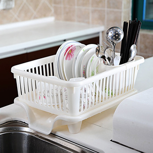 进口厨房置物架带盖放碗筷架沥水架塑料水池收纳架水槽碗架